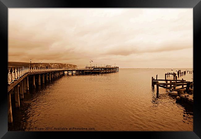 Swanage Old And New Pier Framed Print by kelly Draper