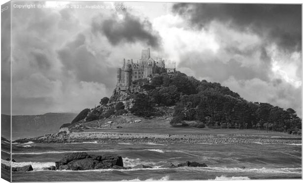 St Michaels mount Cornwall black and white Canvas Print by kathy white