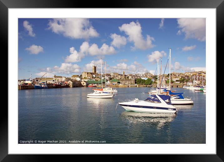 Serene view of Penzance harbour Framed Mounted Print by Roger Mechan