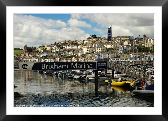 Colourful Brixham Harbour Framed Mounted Print by Roger Mechan