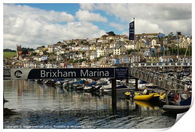 Colourful Brixham Harbour Print by Roger Mechan