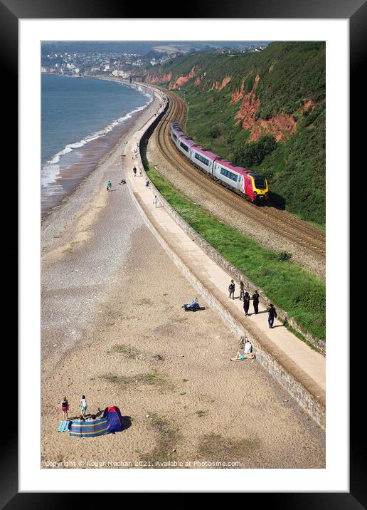 Express Train Racing along the Coastal Cliffs Framed Mounted Print by Roger Mechan