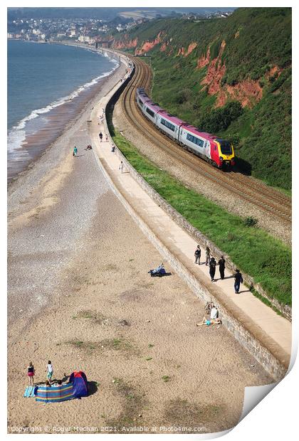 Express Train Racing along the Coastal Cliffs Print by Roger Mechan