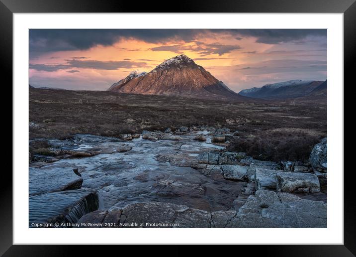 Buachaille Etive Mor and the river Etive Framed Mounted Print by Anthony McGeever