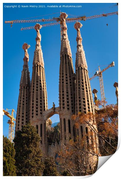 Sagrada Família, Barcelona, Spain Print by Navin Mistry