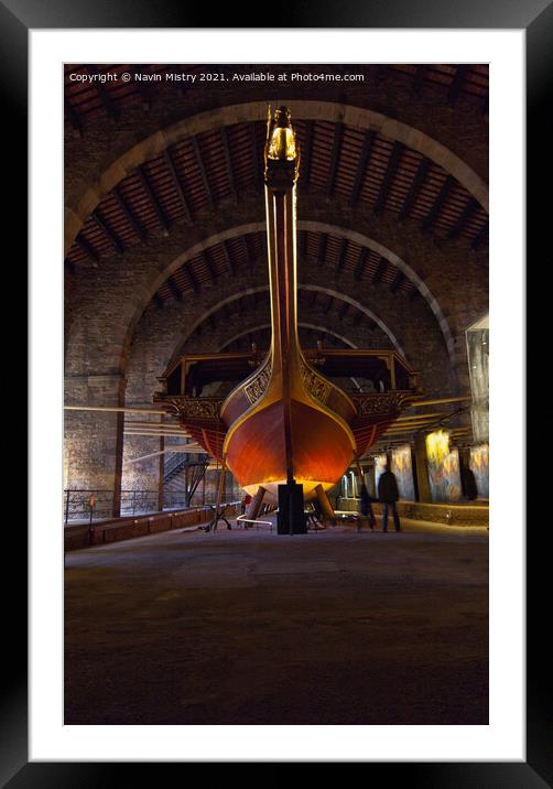 The Royal Galley Replica, Barcelona Framed Mounted Print by Navin Mistry