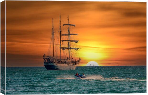 Majestic Sunrise on Board the Atlantis Tall Ship Canvas Print by Paul F Prestidge