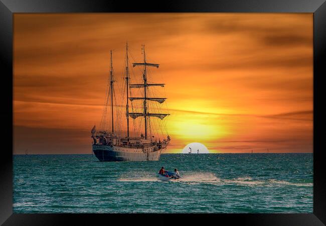 Majestic Sunrise on Board the Atlantis Tall Ship Framed Print by Paul F Prestidge