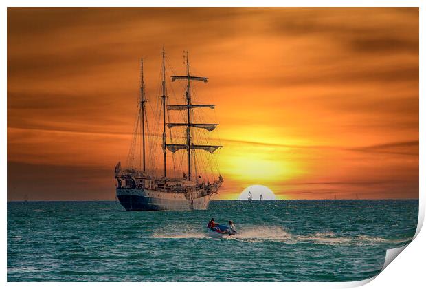 Majestic Sunrise on Board the Atlantis Tall Ship Print by Paul F Prestidge