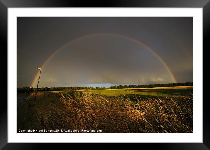 Rainbow over Harlow Common Framed Mounted Print by Nigel Bangert