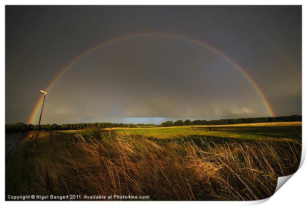 Rainbow over Harlow Common Print by Nigel Bangert