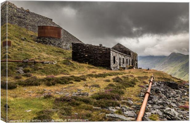 Abandoned buildings, Dinorwig, North Wales Canvas Print by Liz Withey
