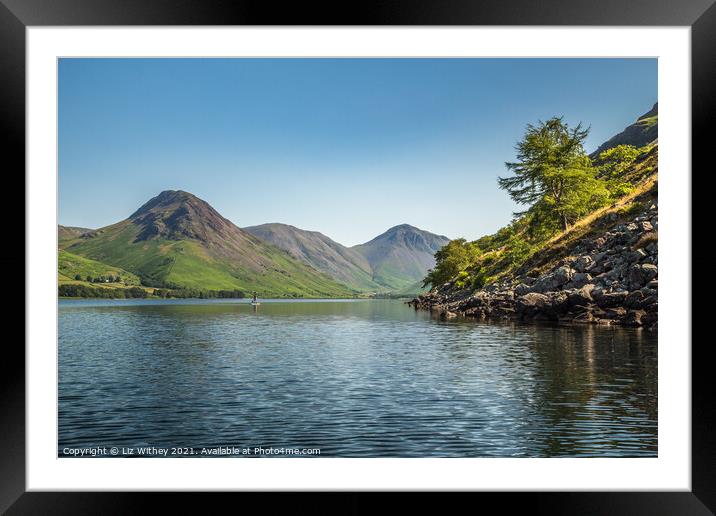 Wast Water Paddleboarder Framed Mounted Print by Liz Withey
