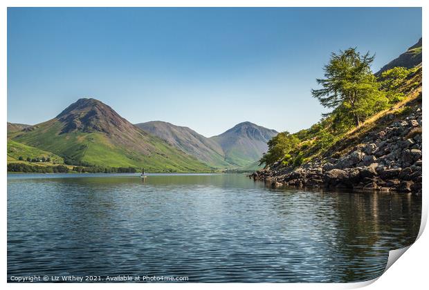 Wast Water Paddleboarder Print by Liz Withey