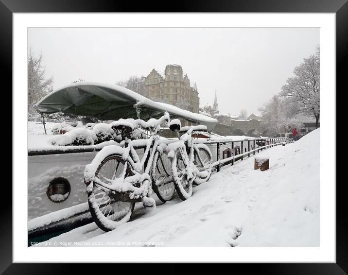 Snow on the Avon Canal Framed Mounted Print by Roger Mechan