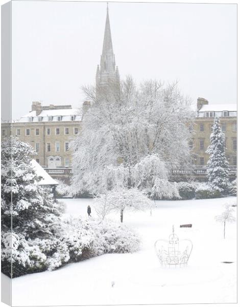 A Winter Wonderland in Victoria Park Bath Canvas Print by Roger Mechan