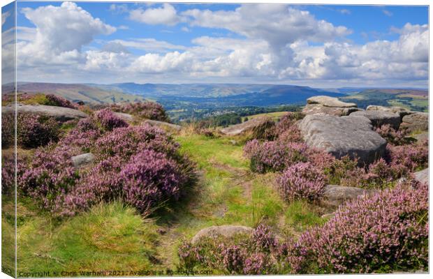 Hope Valley in the Peak District heather Canvas Print by Chris Warham