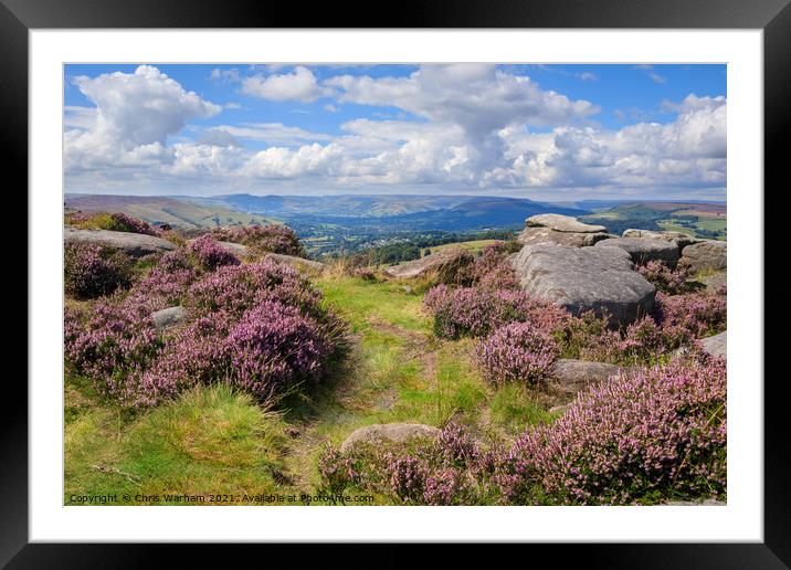 Hope Valley in the Peak District heather Framed Mounted Print by Chris Warham