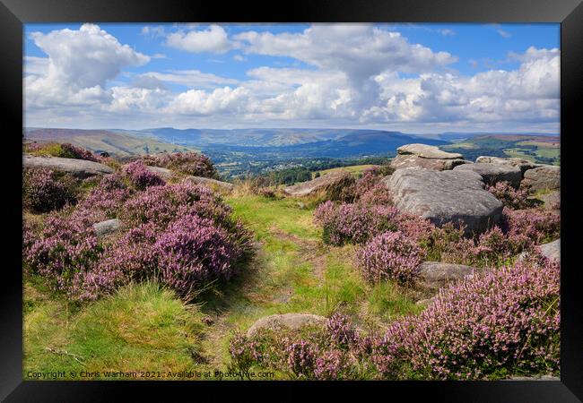 Hope Valley in the Peak District heather Framed Print by Chris Warham