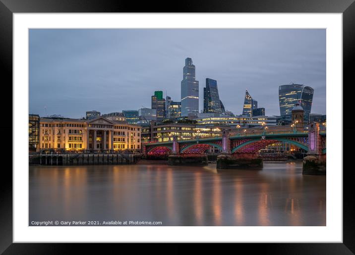 City of London at Twilight Framed Mounted Print by Gary Parker
