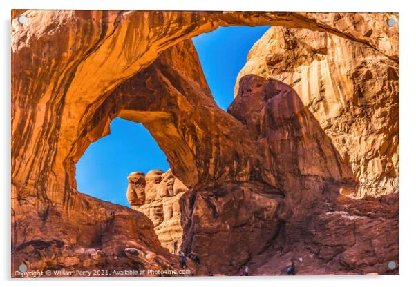 Double Arch Rock Canyon Windows Section Arches National Park Moa Acrylic by William Perry