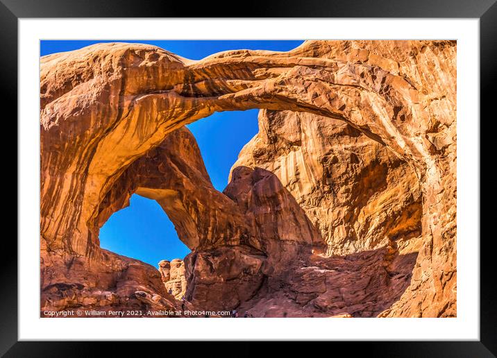 Double Arch Rock Canyon Windows Section Arches National Park Moa Framed Mounted Print by William Perry