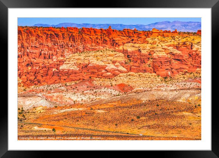 Painted Desert Red Fiery Furnace Arches National Park Moab Utah  Framed Mounted Print by William Perry