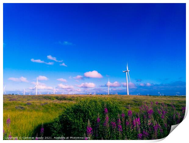Outdoor field with wind farms  Print by Paddy 