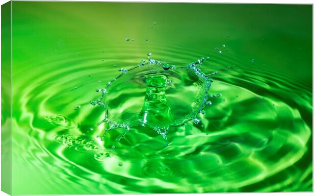 Green Water Drop Collision Canvas Print by Antonio Ribeiro