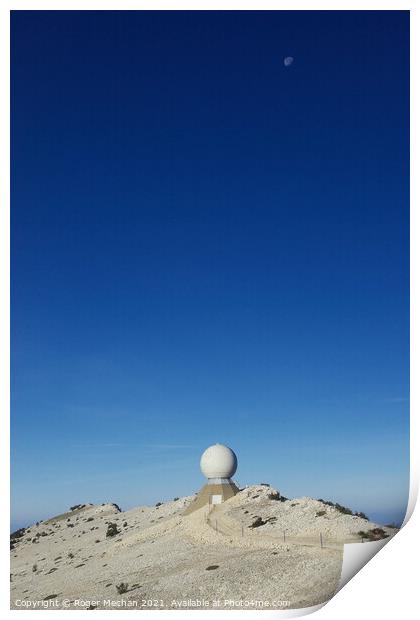 Moonlit Summit of Mount Ventoux Print by Roger Mechan