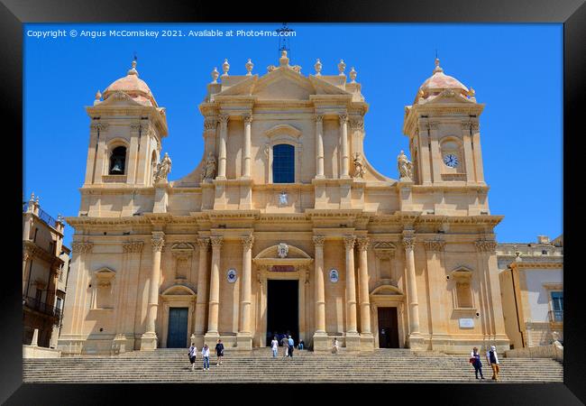 Baroque façade of Noto Cathedral, Sicily Framed Print by Angus McComiskey