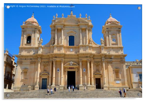 Baroque façade of Noto Cathedral, Sicily Acrylic by Angus McComiskey