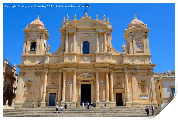 Baroque façade of Noto Cathedral, Sicily Print by Angus McComiskey