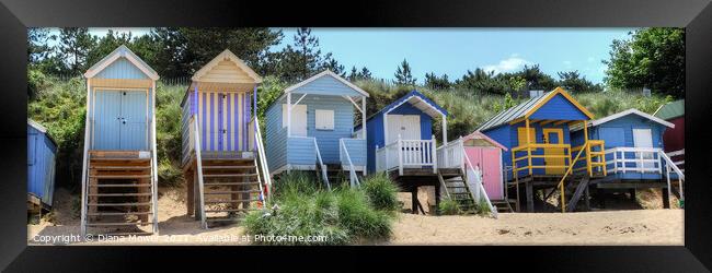 Wells beach Huts Norfolk Framed Print by Diana Mower