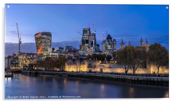Tower of London and City of London Acrylic by Brett Gasser