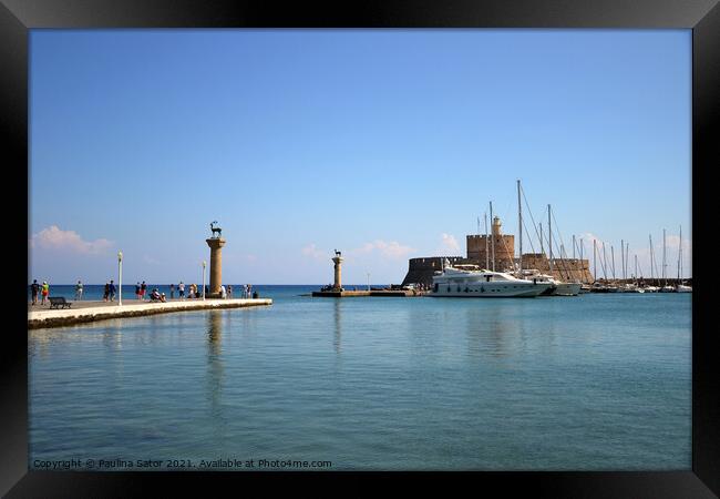 Mandraki Harbour, Rhodes Framed Print by Paulina Sator