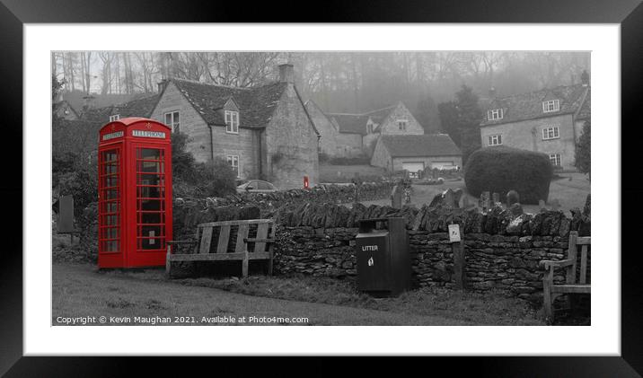 Telephone Box In Snowshill Framed Mounted Print by Kevin Maughan