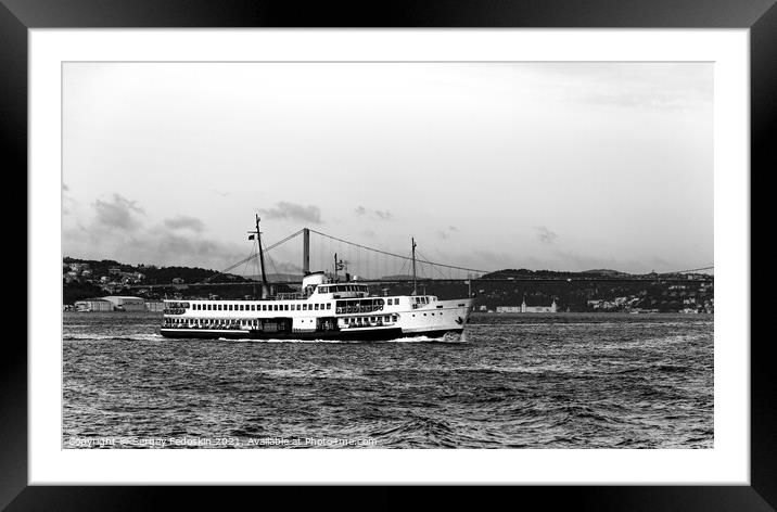 Cruise ship on a Bosphorus, Istanbul, Turkey Framed Mounted Print by Sergey Fedoskin