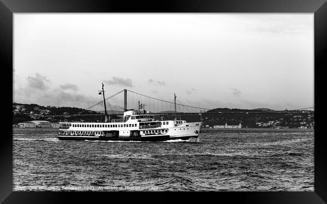 Cruise ship on a Bosphorus, Istanbul, Turkey Framed Print by Sergey Fedoskin