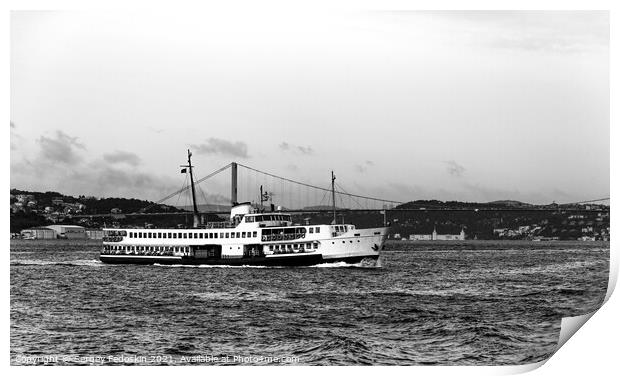 Cruise ship on a Bosphorus, Istanbul, Turkey Print by Sergey Fedoskin