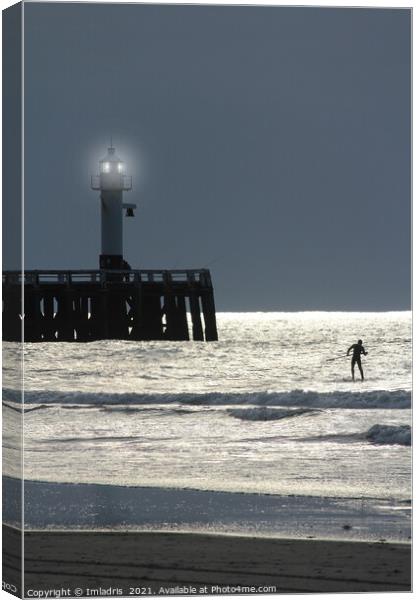 Silver Sea Stand Up Paddler Canvas Print by Imladris 