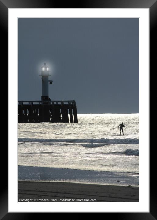 Silver Sea Stand Up Paddler Framed Mounted Print by Imladris 