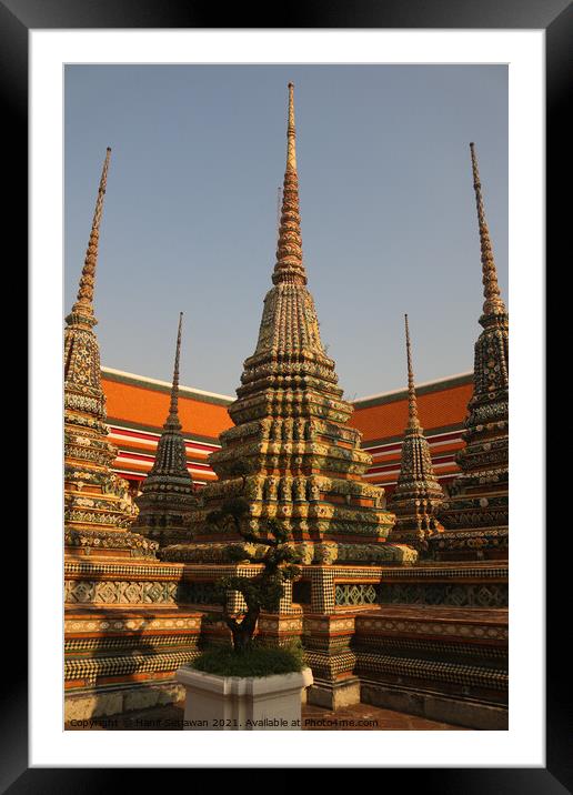A group of small stupa at a Buddha temple. Framed Mounted Print by Hanif Setiawan