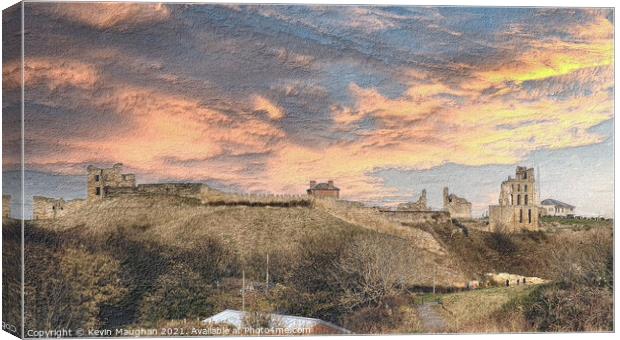 Majestic Tynemouth Priory Overlooking the Coastlin Canvas Print by Kevin Maughan