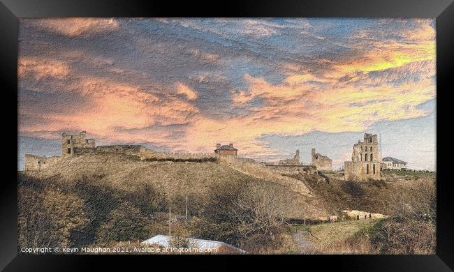 Majestic Tynemouth Priory Overlooking the Coastlin Framed Print by Kevin Maughan