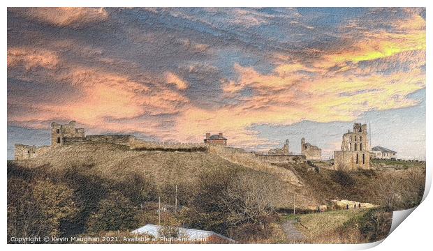 Majestic Tynemouth Priory Overlooking the Coastlin Print by Kevin Maughan