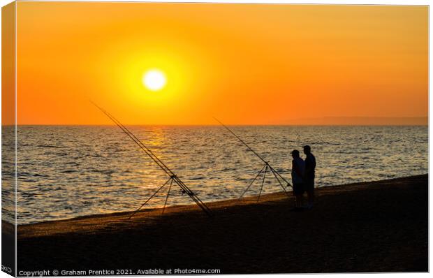 Angling on Chesil Beach, Dorset Canvas Print by Graham Prentice