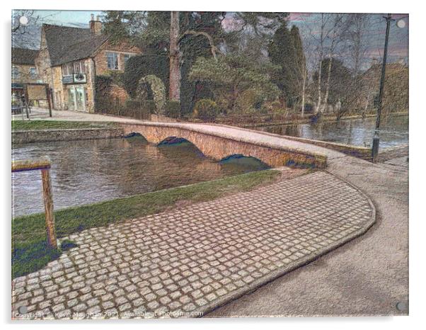 Bourton On The Water (Sketch Style) Acrylic by Kevin Maughan
