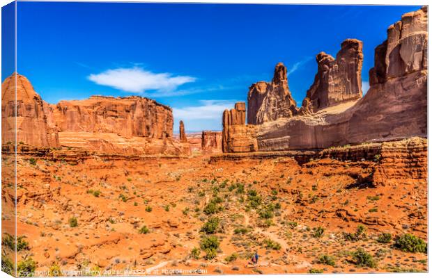 Tourists Park Avenue Section Arches National Park Moab Utah  Canvas Print by William Perry