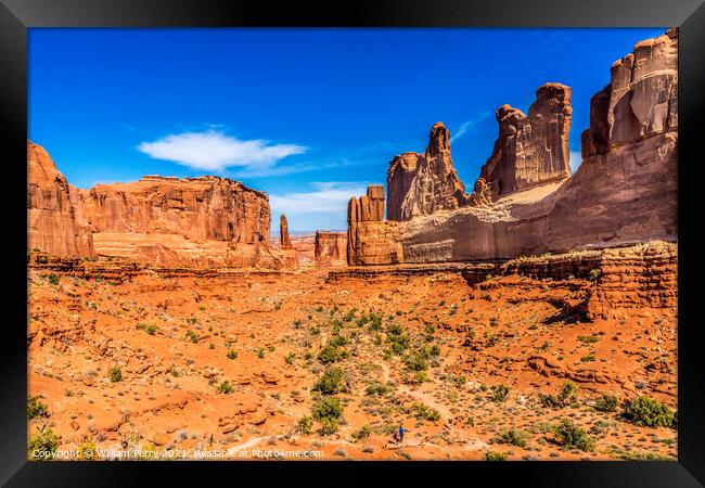 Tourists Park Avenue Section Arches National Park Moab Utah  Framed Print by William Perry